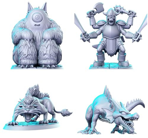 TYL | Dragon Quest 1 | Gray Unpainted Miniature Fantasy Miniatures for War Gaming, RPG 32mm - Scale Figures, Detailed Tabletop Boardgame Accessories, Realistic 3D Miniature (Combo of 4)