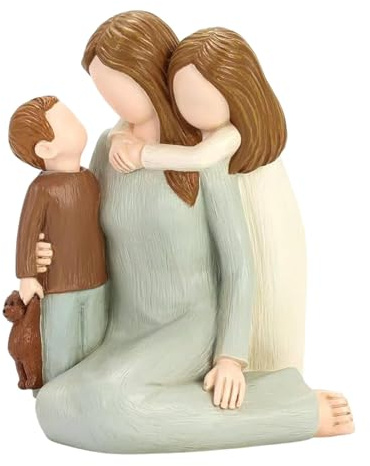 Mutter Kinder Figuren, Mutter Zwei Kinder, Mutter Tochter Figuren, Mutter Sohn Tochter, Harz Mutter Figuren, Handbemalte Harz Skulptur Sinnvolle Familiendarstellung für Muttertag