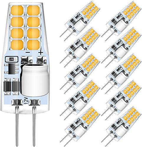 AGOTD Lampadine G4 LED 3W 12V bianco caldo 3000K sostituzione alogena 30W 250lm attacco G4 lampada a pin non dimmerabile, senza sfarfallio, confezione da 10