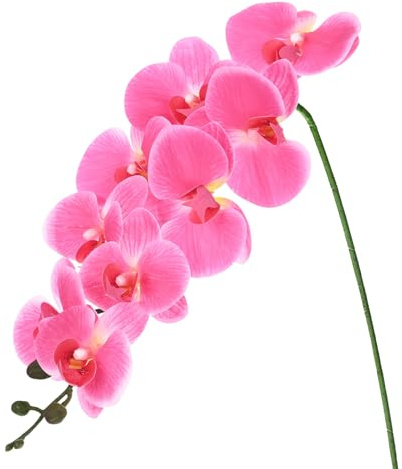 M METERXITY 1-Pack Fiori Di Orchidea Artificiale 9 Grandi Petali 37 Pollici Finti Bouquet Di Seta Phalaenopsis Real Touch Rosso Rosa Fiori Finti Per Casa/Natale/Festa/Giardino Ufficio