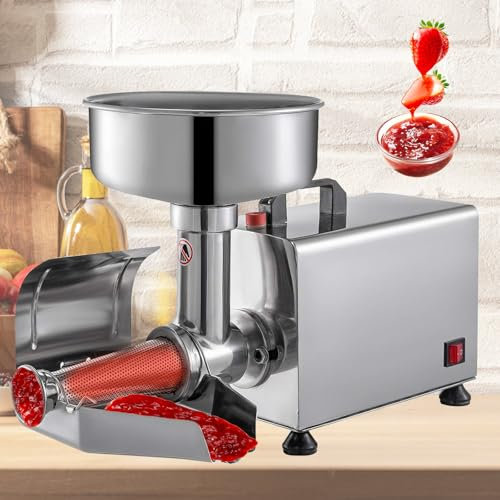 Cplsntaeam Electric Tomato Strainer with 9 Extra Large Feed Chute, 450W Powerful Motor 80-170 Kg/H Fruit Press Squeezer for Tomato Strawberry and Blueberry Sauce