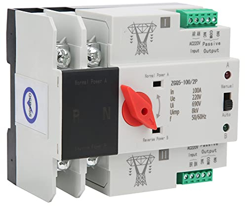 Interruptor de Transferencia Automática de Potencia Dual, Contactos Plateados, Material de Plástico Retardante de Llama, Puerto de Salida de Espera Incorporado, Tamaño Pequeño,
