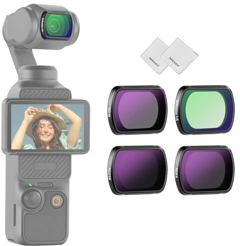 NEEWER Magnetic ND Filter Set Compatible with DJI Osmo Pocket4 Pocket 3 Creator Combo Accessories, 4 Pack Multicoated HD ND16/ND64/ND256/Black Diffusion 1/4 Action Camera Filter + 2X Cleaning Cloth