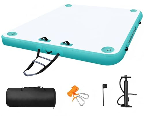 Quai Flottant Gonflable, Plateformes de Quai Gonflables pour 2-4 Personnes, Tapis de Quai Flottant Antidérapante Portable avec Pompe à Air et Sac de Rangement pour Le Lac, Mer, Piscine et Océan