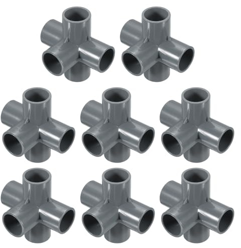 QUARKZMAN 8 Pc Pezzo di Fitting in PVC, 5 Vie Fitting in PVC 1 0.98 Connettori in PVC Gomito in PVC Raccordi per Tubi in PVC Accoppiamento in PVC Connettore Angolare Fai da Te, Grigio