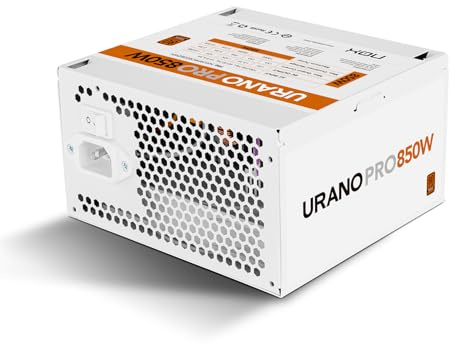 NOX Xtreme Products URANO Pro 850 W White 80 Plus Bronze, Alimentation ATX avec Ventilateur Silencieux 120 mm PWM, Protection intégrale (OVP, UVP, OPP, SCP, OTP), PFC Actif, câbles Plats, Blanc