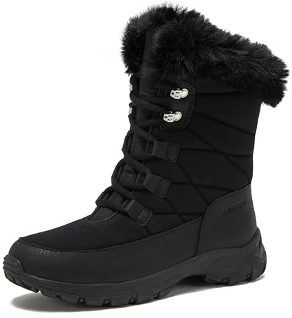 Lands' End Expedition Max Waterproof Insulated Womens Snow Boots, Winter Boots for Women, Medium or Wide Width Sizes 6 to 11, Black, Brown, Blue, White or Grey Winter Shoes - Black, 7.5 Medium
