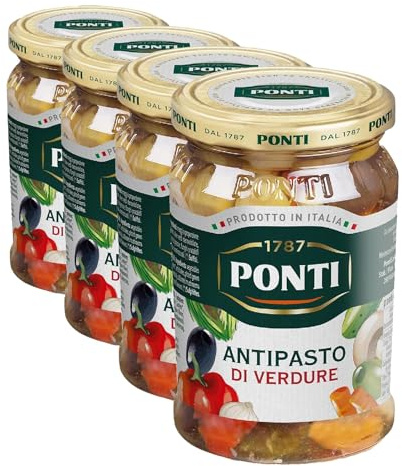 Ponti, Antipasto di Verdure in Olio di Semi di Girasole, Ottimo Antipasto Ideale per Realizzare Ricette Classiche e Saporite, Ideale per Arricchire Insalate, 100% Made in Italy, 280 gr