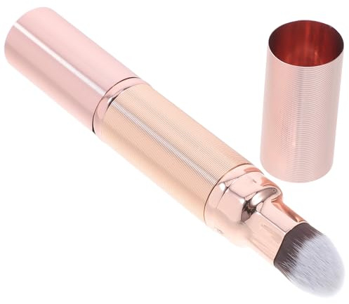LALADEFIEE Brocha de Maquillaje Retráctil de Doble Punta Rosa Dorado Pincel Corrector Polvos Sueltos Herramienta Compacta para Retoques y Base de Maquillaje Profesional