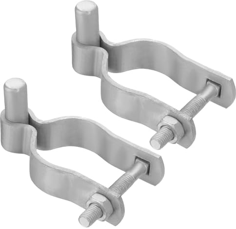 sourcing map Chain Link Fence Gate Post Hinge, Galvanized Steel Chain Link Fence Gate Male Hinge for 1-7/8 in OD Post Gate Hinges with Bolts and Nuts for Backyard, Farm Garden Door, 2pcs