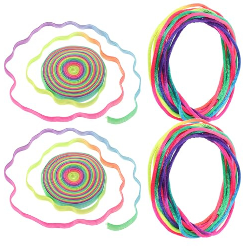 FOMIYES Cuerdas para Saltar Elásticas de Goma 6 M y 1,6 M Diseño Arcoíris, Bandas Deportivas para Ejercicio al Aire Libre y Juegos Infantiles, Set de 4 Unidades