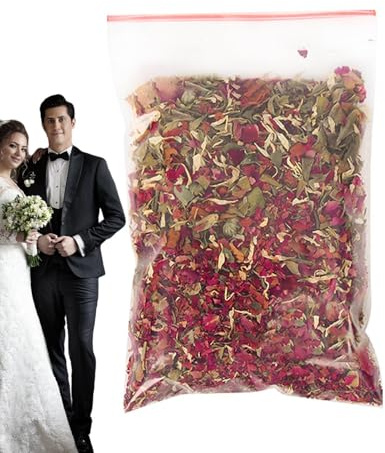 Hochzeitskonfetti – organisches botanisches, bunte Potpourri-Masse, tragbare Premium-duftende Ringelblumenstücke | Eleganter, romantischer, ästhetischer Zeremonienüberwurf für Fotografie-Tafelau