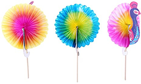Domary 50 Uds. Palillos para Pastel de Frutas, Decoración de Fiesta con Diseños Paraguas Dorado Cóctel Fuegos Artificiales Pavo Real para Bebidas y Postres