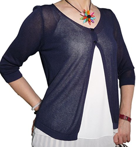 Fantasy Cardigan Spolverino Corto Coprispalle Giacchetto Bolerò Filo Viscosa Leggero Manica 3/4 Semplice Ragazza Donna