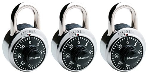 Master Lock Lot de 3 cadenas à combinaison standard - 4,4 cm de large - Noir - 1500DEC3