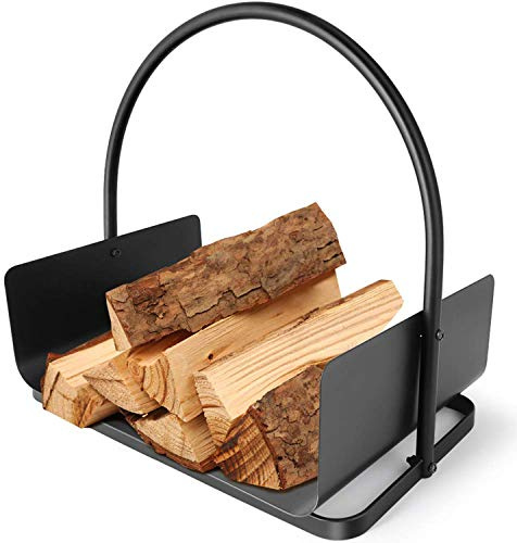 Kingsman Log & Firewood Cradle - Black Power Coated Steel Fireside Furniture - 49cm (H) x 30cm (W) x 42cm (L)