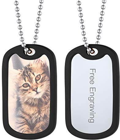 Suplight Collana con Foto Personalizzata In Acciaio Inossidabile Piastrina Militare, Targhetta dell'esercito, Incisione con Testo, Collana con Nome Personalizzabile per Uomo e Donna