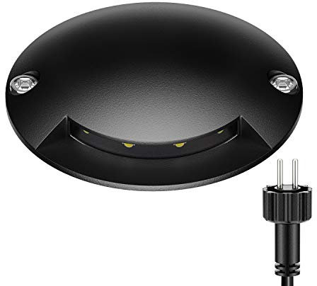 ledscom.de LED Bodenleuchte, Wegmarkierung BUNDA für außen, IP67, schwarz, rund, 70mm Ø, warmweiß