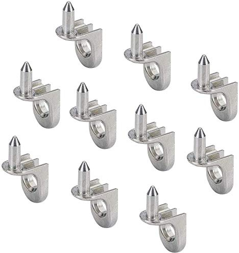 Gedotec Tablarträger Küche Fach-Bodenträger für Regalsystem, Schränke, Kasten & Wand-Regal - Sekura 7 | Bohr-Ø 5 mm | Regal-Halter aus Stahl vernickelt | 10 Stück - zum Regal-Stifte zum Einstecken
