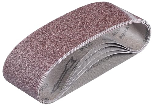 Einhell Sanding Belt Set 75 x 533 mm (Belt Sander Accessories, 5 Sanding Belts, 75 x 533 mm, 2X P40, 2X P80, 1x P120)