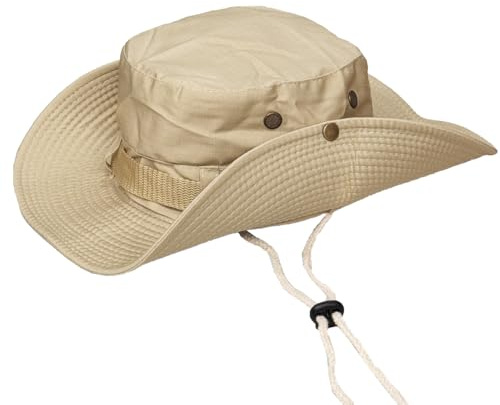 BEISIJIA Wide Brim Fishing Hats Sun UV Protection Outdoor Bucket Hat Windproof Boonie Hat Sun for Men Women (Beige)