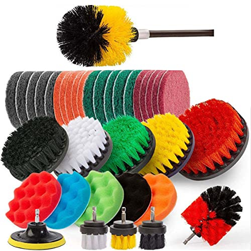 GFFG Juego de 37 Piezas de Cepillo para Taladro, Cepillo de Taladro para sellar Azulejos, bañera, Lavabo, Suelo, Ruedas, Azulejos, alfombras, baño, Cocina