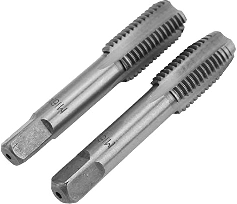 Yctze 2pcs Metrischer Schnellarbeitsstahl-Gewindebohrer, Gerade Flöte Gewindeschneidwerkzeug Handgewindebohrer Metrische Gewindebohrer(M16*2.0)