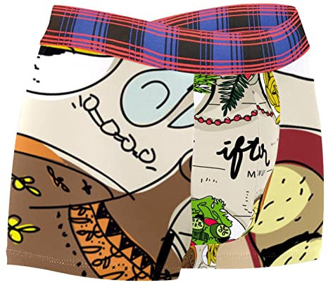Calzoncillos elásticos para hombre, calzoncillos tipo bóxer de poliéster hipster, secado rápido, comida en tajino tradicional, Multicolor, M
