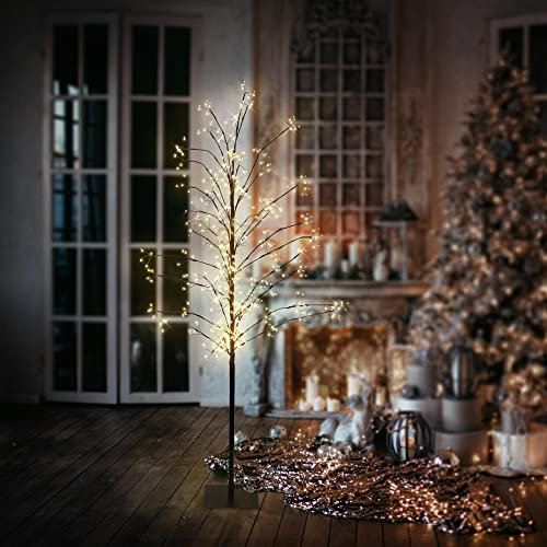 ECD Germany Albero LED 150 cm Con 360 LED Bianco Caldo Decorazioni di Natale Albero Luminoso Con Timer Per Interni Ed Esterni IP44 Albero Decorativo Illuminato Con Luci Per Natale Rami Flessibili