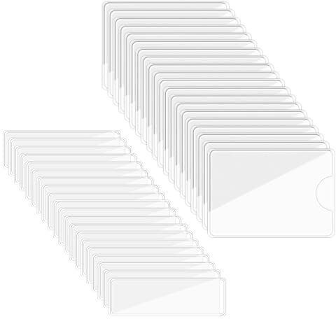 Abeillo 100 Stück Etikettenhalter Selbstklebend, Visitenkartentaschen Selbstklebend, Etiketten Kartenhalter für Büro Organisieren und Sortieren (6,2 x 9,7cm/2,5 x 7,5cm)
