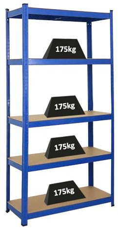 PROREGAL Schwerlastregal Ragnar für Gesamtlast 875kg Maße: 180x90x40 Blau, Kellerregal, Steckregal, Garagenregal, Lagerregal