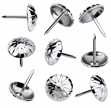 Homdire Polsternägel für Möbel, 1,6 cm Vintage-Polsternägel, dekorative Reißzwecke, 100 Stück, robuste Möbelnägel für Polster, Gänseblümchen, Sofa, Möbelnägel für Holz, Silber