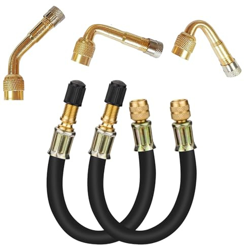 5 Pack Tire Valve Extension, 2Pcs 8.25 Inch Flexible Valve Stem Extenders with Brass 45 90 135 Multi Degree Schrader Tire Valve Stem Extension Adaptor Compatible for RV Bike Motorcycle Car (Black1)