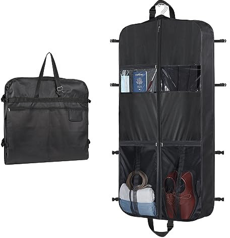Univivi Kleidersack Anzug Herren, 121.92 x 60cm Anzugtasche Schwarz | Kleidersäcke mit Reißverschluss, Verstellbare Griffe, Reißverschluss Taschen, Wasserdicht