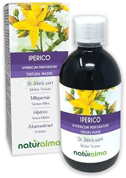 Johanneskraut (Hypericum perforatum) Kraut mit Blüten Alkoholfreier Urtinktur Naturalma - Flüssig-Extrakt Tropfen 500 ml - Nahrungsergänzungsmittel - Veganer