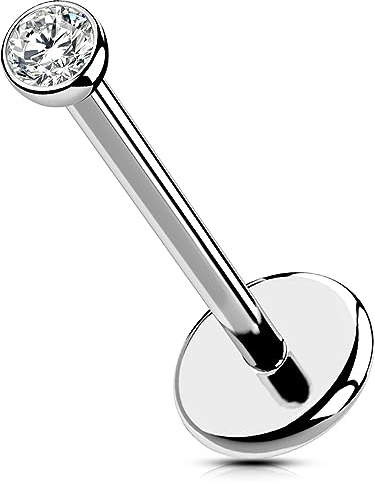 OUFER Body Piercing Push in Titanium Lippenpiercing Labret Piercing Stud 20G Helix Piercing 5/6/8/10/12mm Lip Labret Stud Tragus Threadless Helix Stud Bar Piercing Jewellery