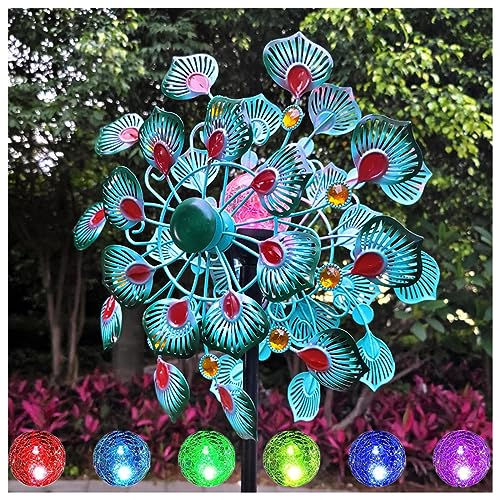 Solar Windrad Garten Metall, 178 cm Windspiele FüR DraußEn Stehend, XXL Windrad Garten, Wetterfestes Gartendeko