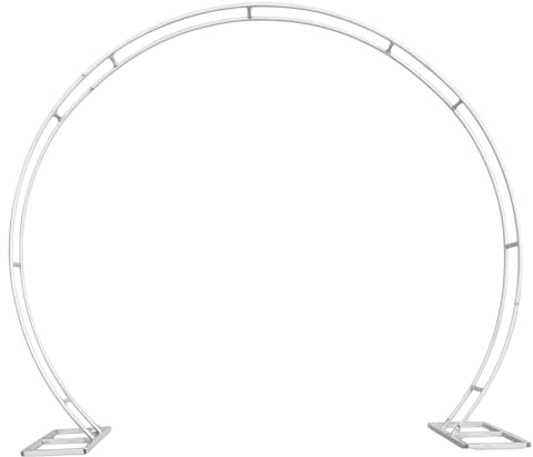 Trimming Shop White Dual Circle Arch Stand 2.6m x 2.2m Party Background Decoration White Metal Arch Frame Round Garden Arbors for Wedding Reception Valentines Baby Shower Engagement Birthday Decor