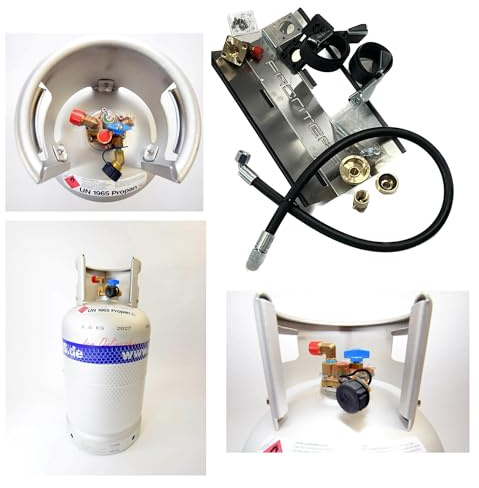 Alugas Travelmate LPG Tankflasche Autogas 11kg 27Liter + Einbauset 2 mit Wandhalterung Frontgas Easy