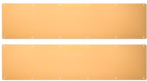 sourcing map 2pcs Door Kick Plate, 8 x 34 Inches Aluminum Kick Plate Door Plate, 2 mm Thickness, for Exterior Front Door or Back Door, Gold