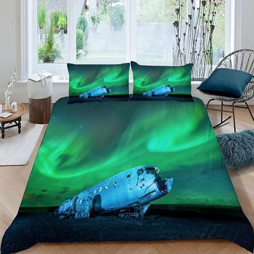 Bettwäsche-Set Aurora 3D-bedrucktes Bettbezug-Set mit Kissenbezug Auto Bettdeckenbezug für Kinderzimmer, Schlafzimmer, Dekoration, Jungen und Mädchen