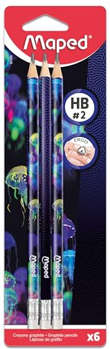 Lápices para Niños - Lápiz Grafito HB con Goma DeepSea - Estimula la Creatividad, Ideal para Material Escolar - Colores Vivos, Estuche Resistente - Maped