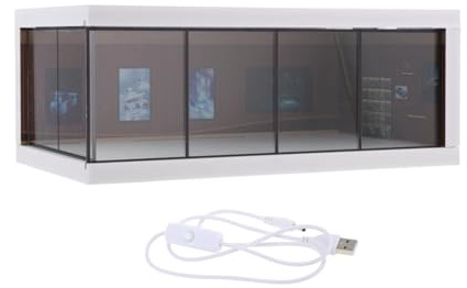 Qianly Présentoir de Parking 1:64, vitrine de Garage de véhicule, vitrine de collection éclairée pour modèles de voitures, accessoire d'aménagement, brun