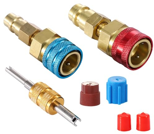 Pindex 2x Adaptadores R1234yf a R134a, R1234yf Adaptador Rapido Lado Alto/Bajo per Recarga de Evacuación del Sistema de Refrigerante de CA del Automóvil