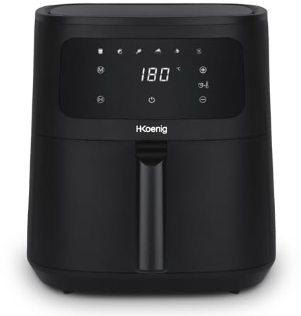 H.Koenig FRY880 FRY880 - Friggitrice senza olio, capacità 8L, fino a 10 persone, regolabile 80-200°C, 5 modalità di cottura, timer 60min, 6 programmi, touch screen