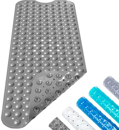 Badewannenmatte Duschmatte 100x40 cm Badewanneneinlage Antirutschmatte rutschfest Maschinenwaschbar (Grau)