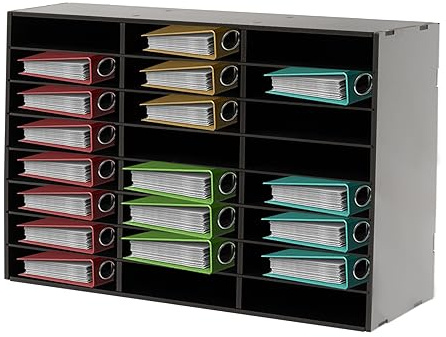 Dokumentenablage, Büro Literature Organizer 3x8 Fächer Schreibtisch Briefablage, 73,7x30,2x59,6 cm Ablagefächer Ablagesystem Desktop Aktenhalter Zu Hause, Büro, Klassenzimmer (Schwarz, 24 Fächer)