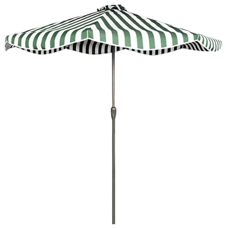 DGSYUAN Sonnenschirm Im Freien 8,8 FT Streifen-Strandschirm, Terrassenschirm Mit 8 Rippen, Außenschirm Ohne Sockel Für Die Gartenterrasse Am Pool Gartenschirm(Grün)