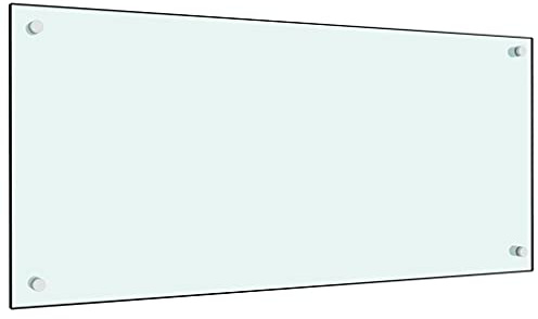 AUVYI Crédence de cuisine en verre trempé 90 x 40 cm Blanc anti-éclaboussures pour cuisinière, protection contre les éclaboussures, plaque de verre, plaque de verre