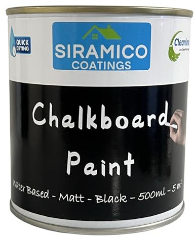 SIRAMICO COATINGS Chalkboard Paint | 500ml - Black | Water-based, Non-toxic, Low odour Indoor and Outdoor Paint
